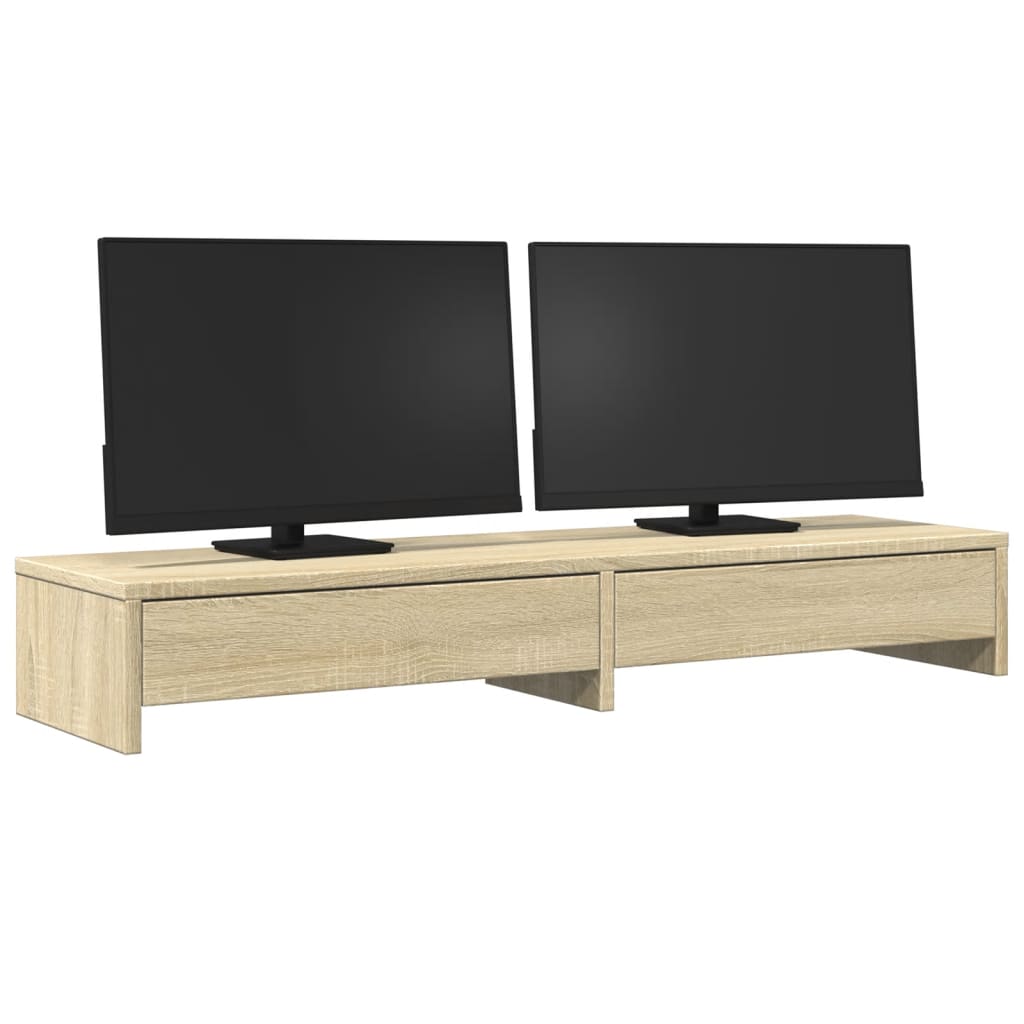 Vidaxxl support pour moniteur avec tiroirs 100x27x15 cm bois couleur chêne sonoma