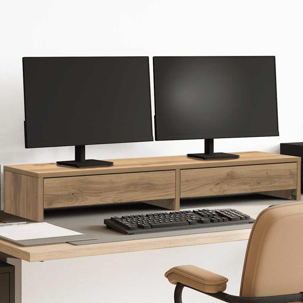 VidaXL Support pour moniteur avec tiroirs 100x27x15 cm bois chêne artisanal