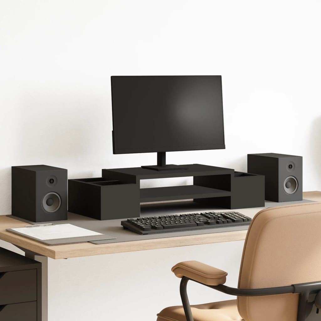 Vidaxxl support pour moniteur avec espace de rangement 70x27x15 cm bois noir