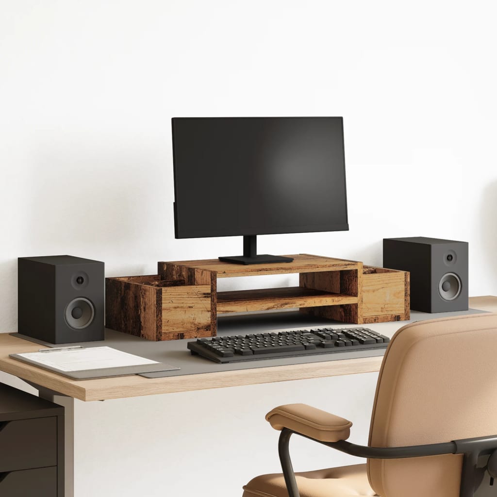 Vidaxxl support pour moniteur avec espace de rangement 70x27x15 cm bois, vieux bois