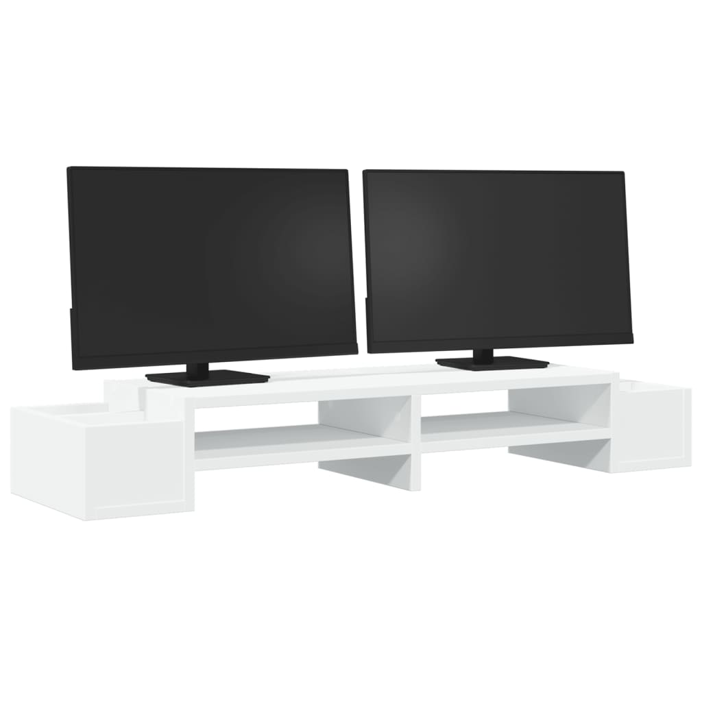 Vidaxxl support pour écran avec espace de rangement 100x27x15 cm bois d'ingénierie blanc