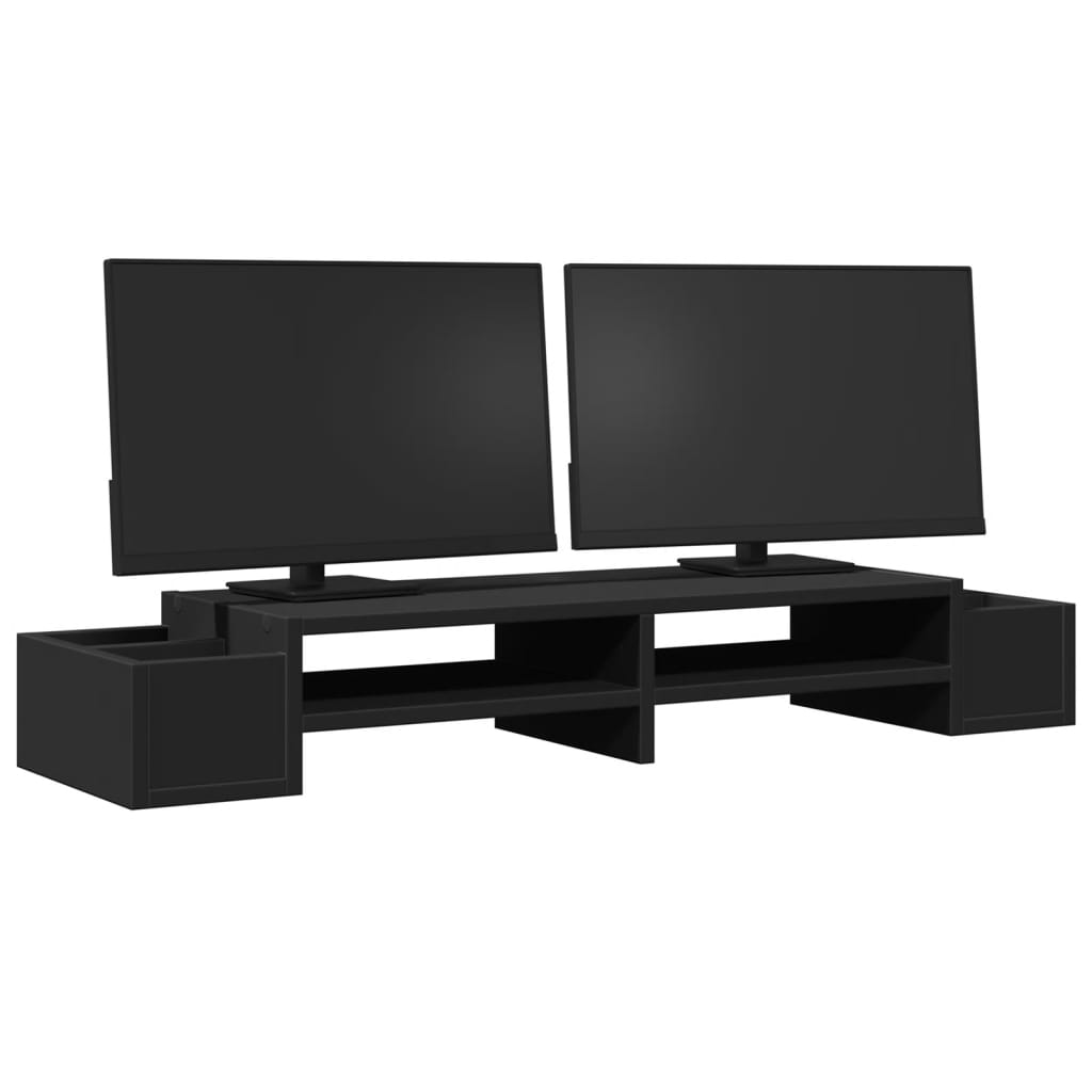 Vidaxxl support pour moniteur avec espace de rangement 100x27x15 cm bois noir