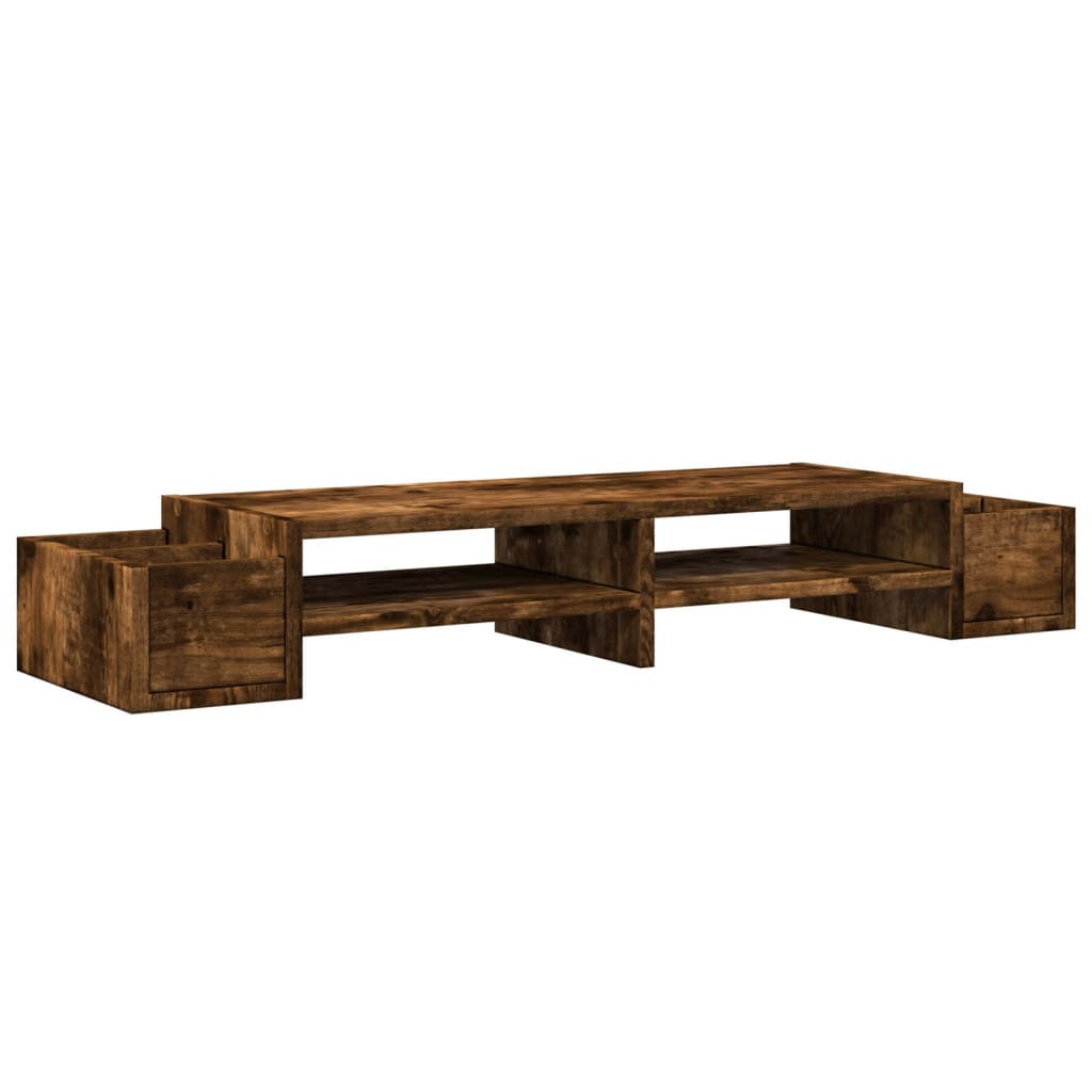VidaXL support pour moniteur avec rangement 100x27x15 cm bois chêne fumé