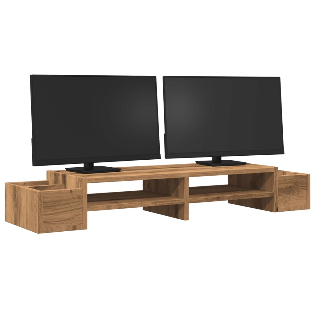 Vidaxxl support pour moniteur espace de rangement 100x27x15 cm bois chêne artisanal
