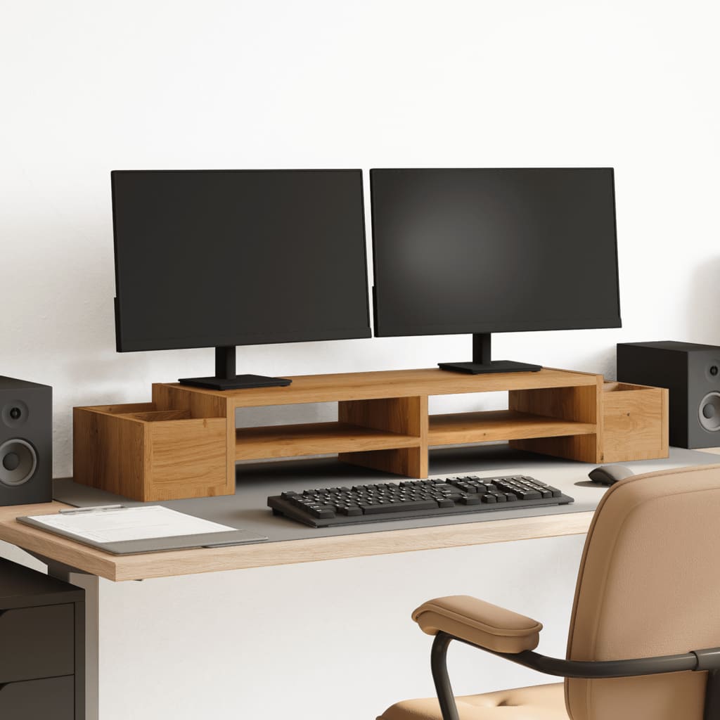 Vidaxxl support pour moniteur espace de rangement 100x27x15 cm bois chêne artisanal