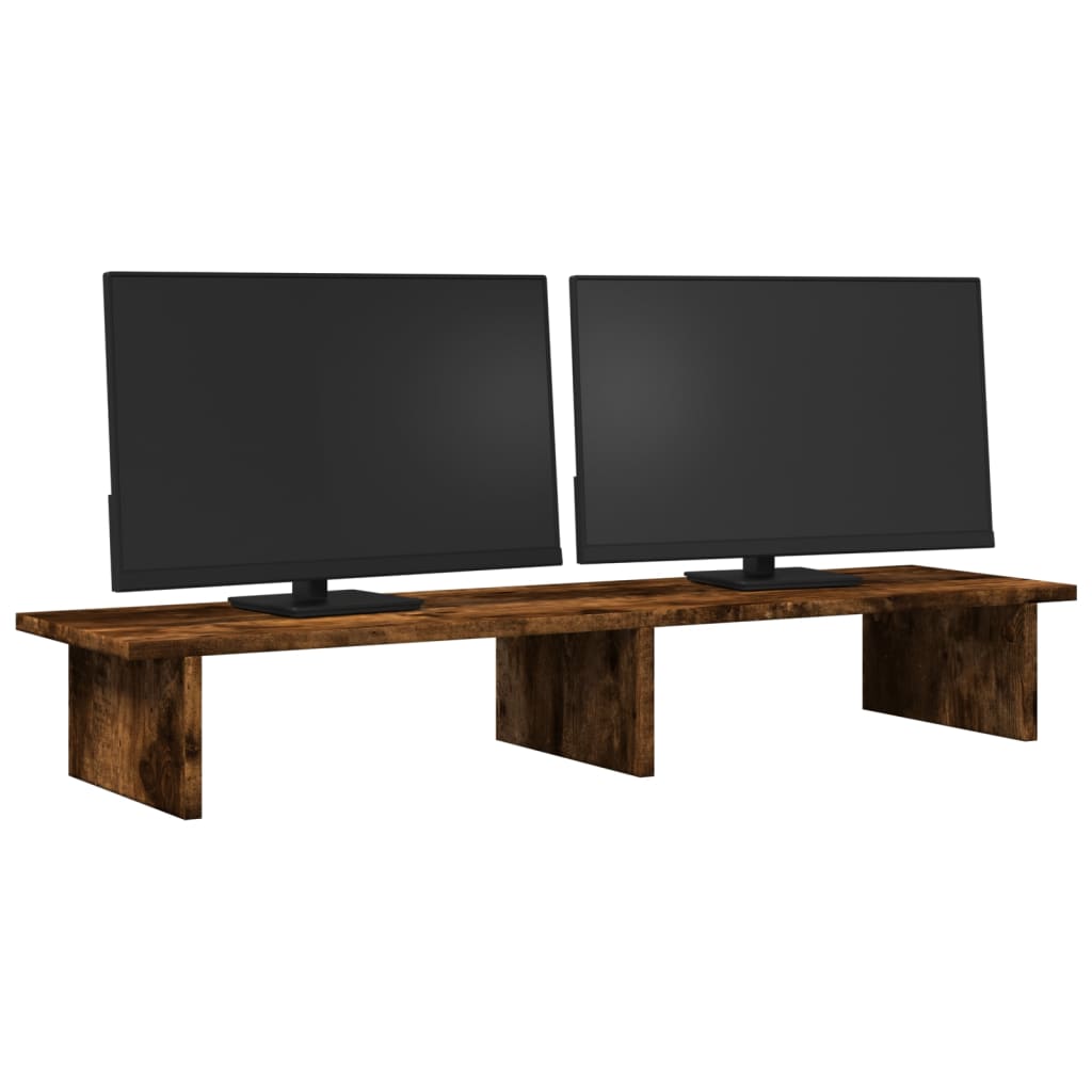 VidaXL support pour moniteur 100x27x15 cm bois traité, chêne fumé