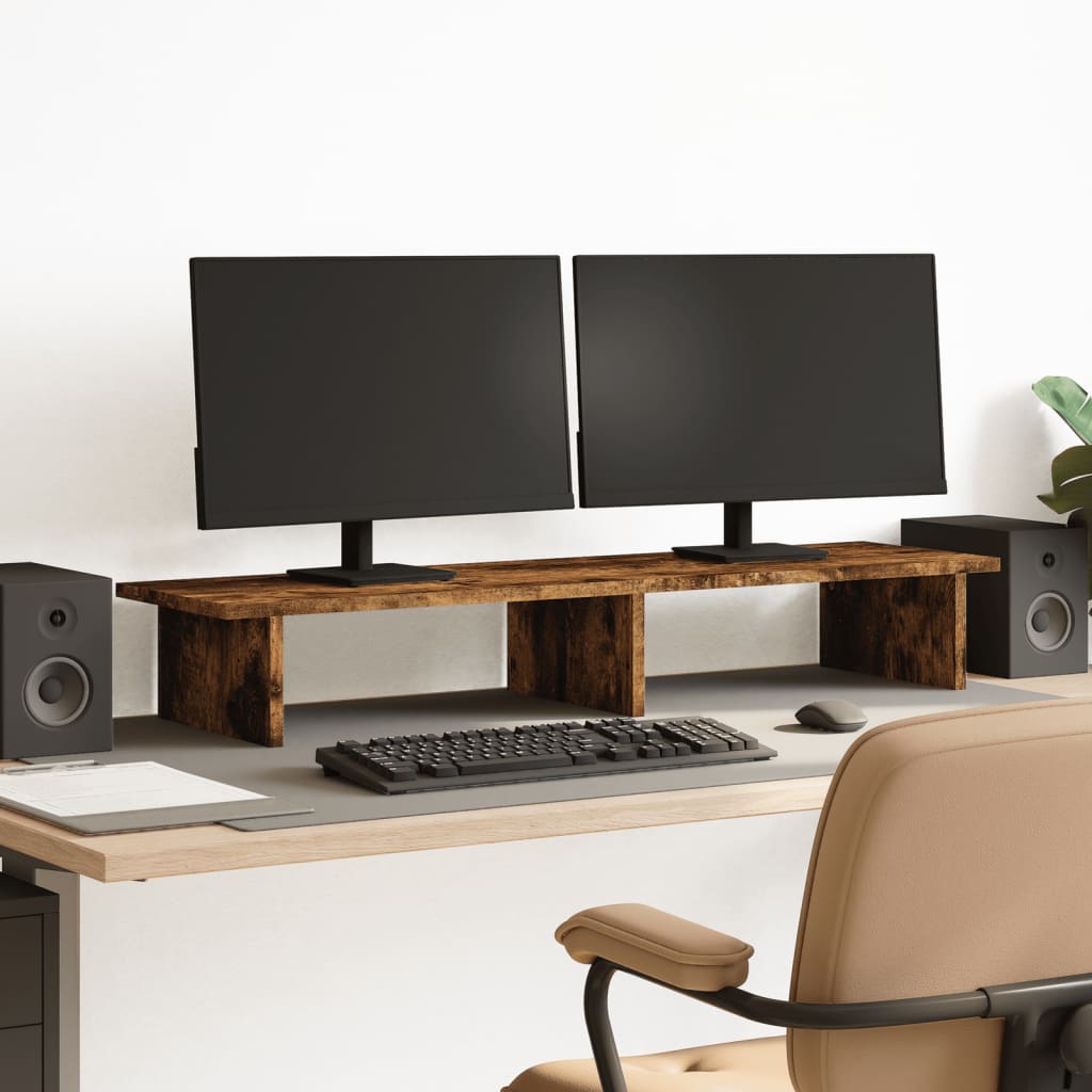 VidaXL support pour moniteur 100x27x15 cm bois traité, chêne fumé