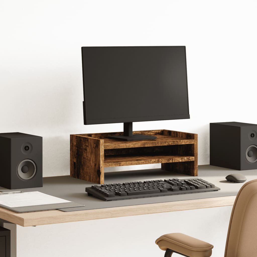Vidaxxl support pour moniteur 42x24x16 cm bois traité, chêne fumé
