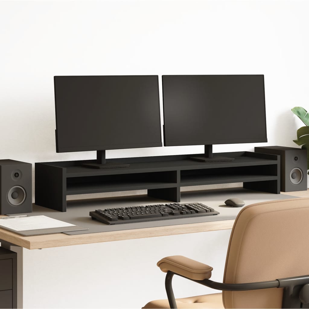 Vidaxxl support pour moniteur 100x24x16 cm bois traité noir