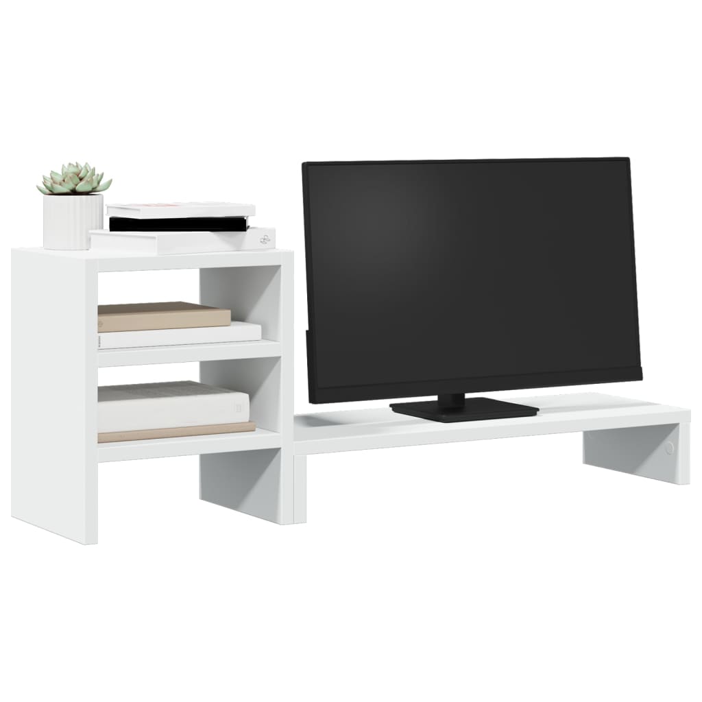 Vidaxxl support pour moniteur avec organiseur de bureau, bois fini, blanc