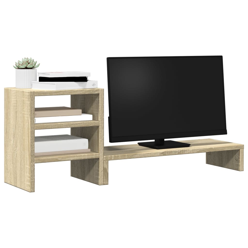 Support de moniteur Vidaxxl avec organisateur de bureau en bois de chêne Sonoma
