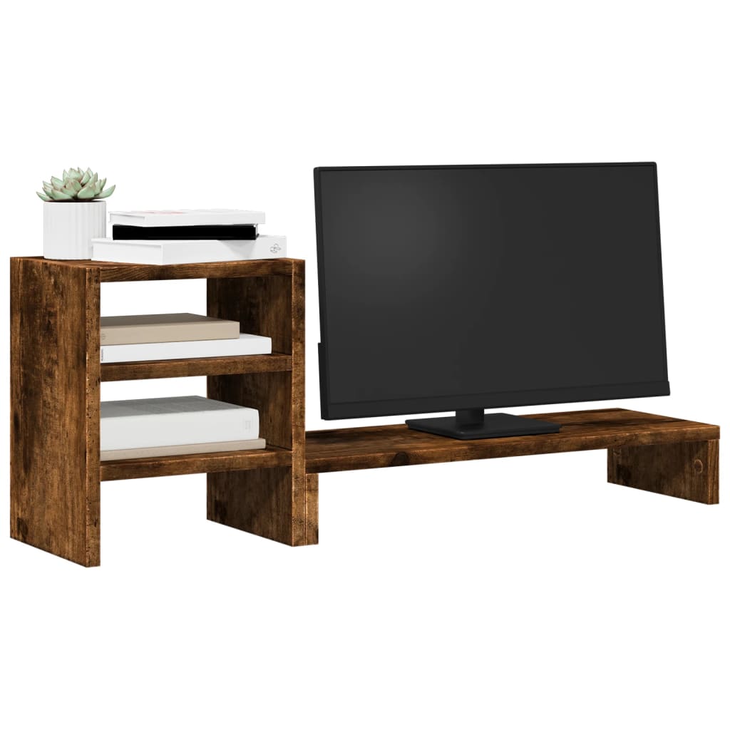 VidaXL Support pour moniteur avec organisateur de bureau bois chêne fumé
