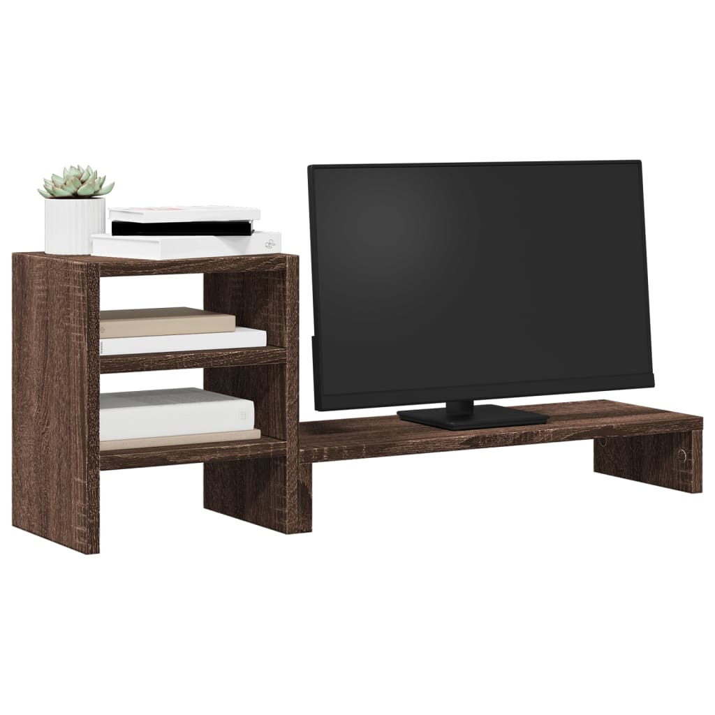Vidaxxl support de moniteur avec organisateur de bureau fini bois chêne brun