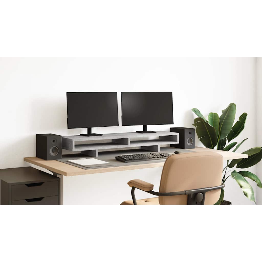 Vidaxxl support pour écran 100x27x15 cm bois d'ingénierie béton gris