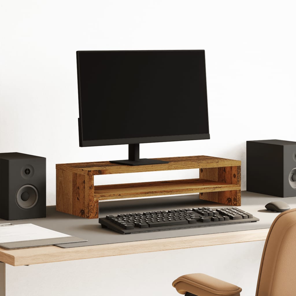 Vidaxxl support pour moniteur 54x22x15 cm bois fini, couleur bois ancien