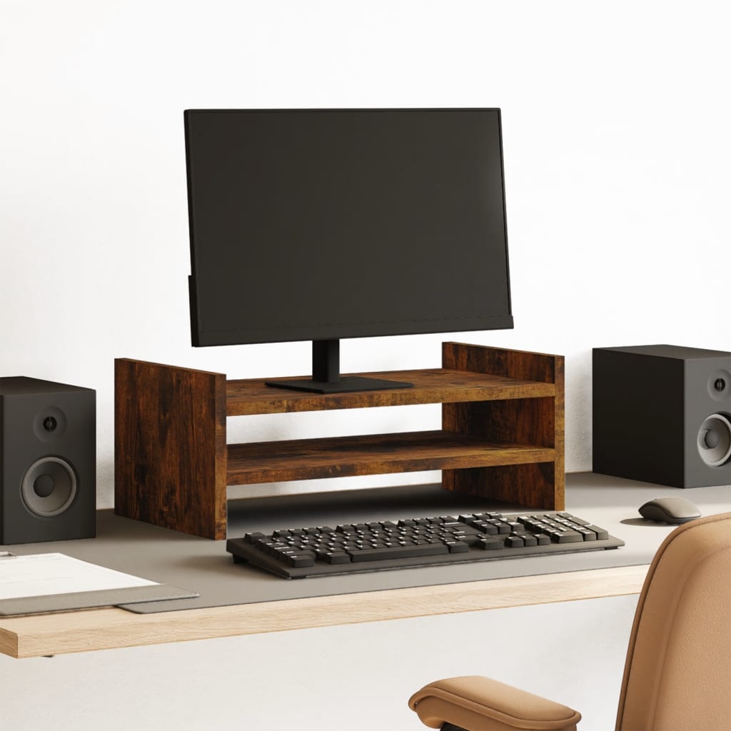 VidaXL support pour moniteur 50x27x20 cm bois traité, chêne fumé