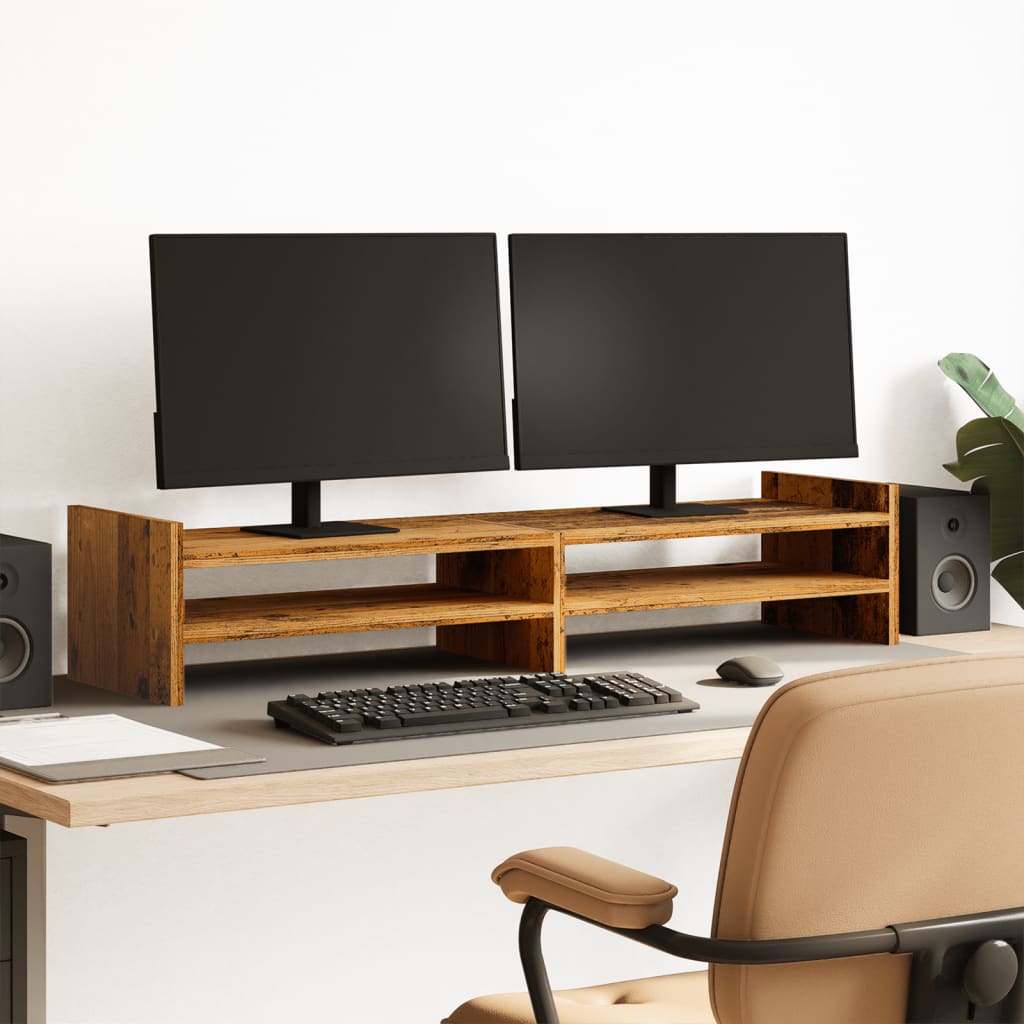 Vidaxxl support pour moniteur 100x27x20 cm bois traité, couleur bois ancien
