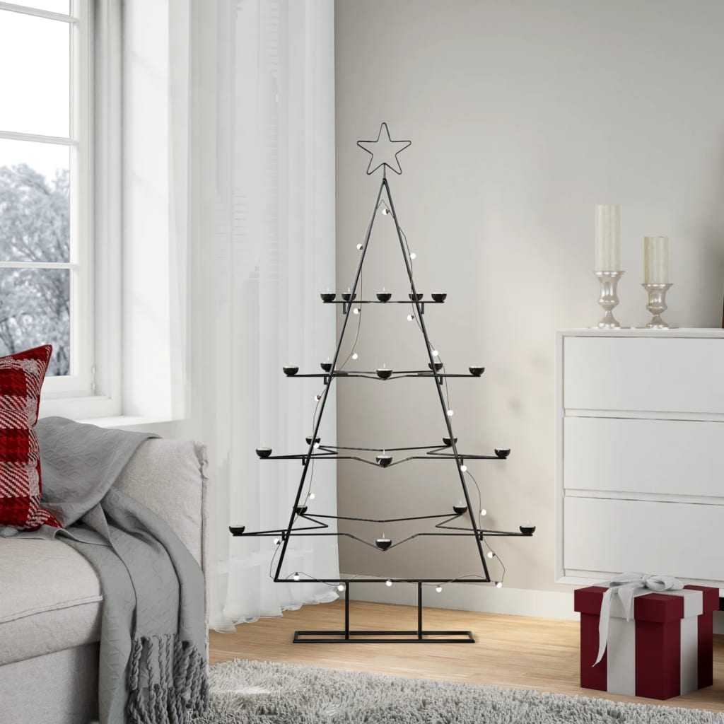 VidaXL décoration de Noël sapin de Noël 140 cm métal noir