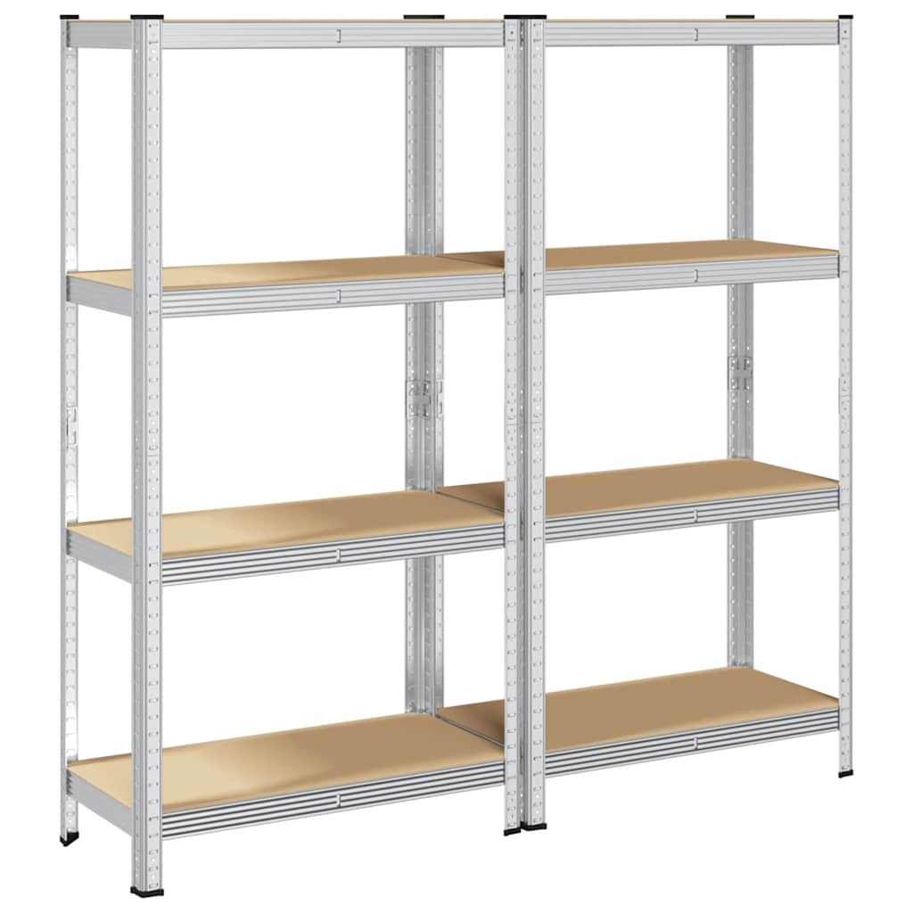 Vidaxl étagères de rangement 4 couches 2 pcs acier bois traité couleur argent