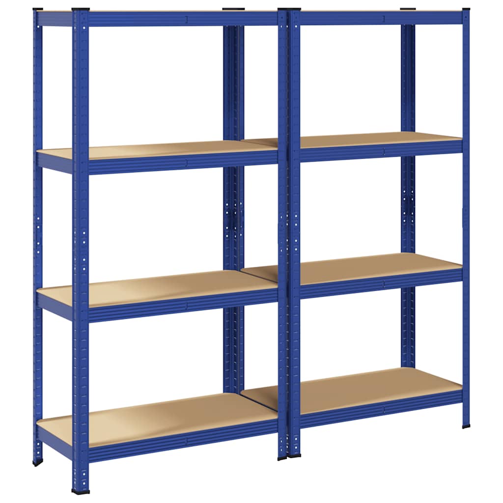 Vidaxl étagères de rangement 4 couches 2 pcs acier bois traité bleu