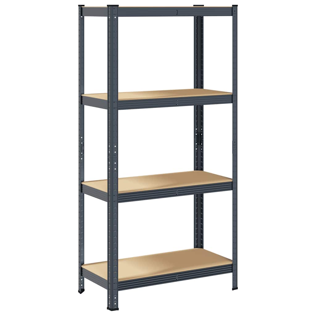 Vidaxl étagère de rangement 4 couches en acier et bois d'ingénierie, anthracite