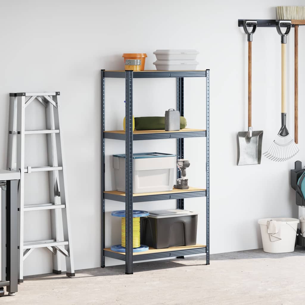 Vidaxl étagère de rangement 4 couches en acier et bois d'ingénierie, anthracite