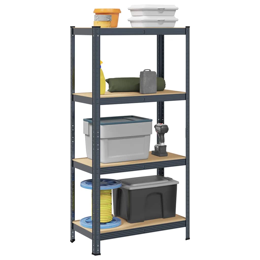 Vidaxl étagère de rangement 4 couches en acier et bois d'ingénierie, anthracite