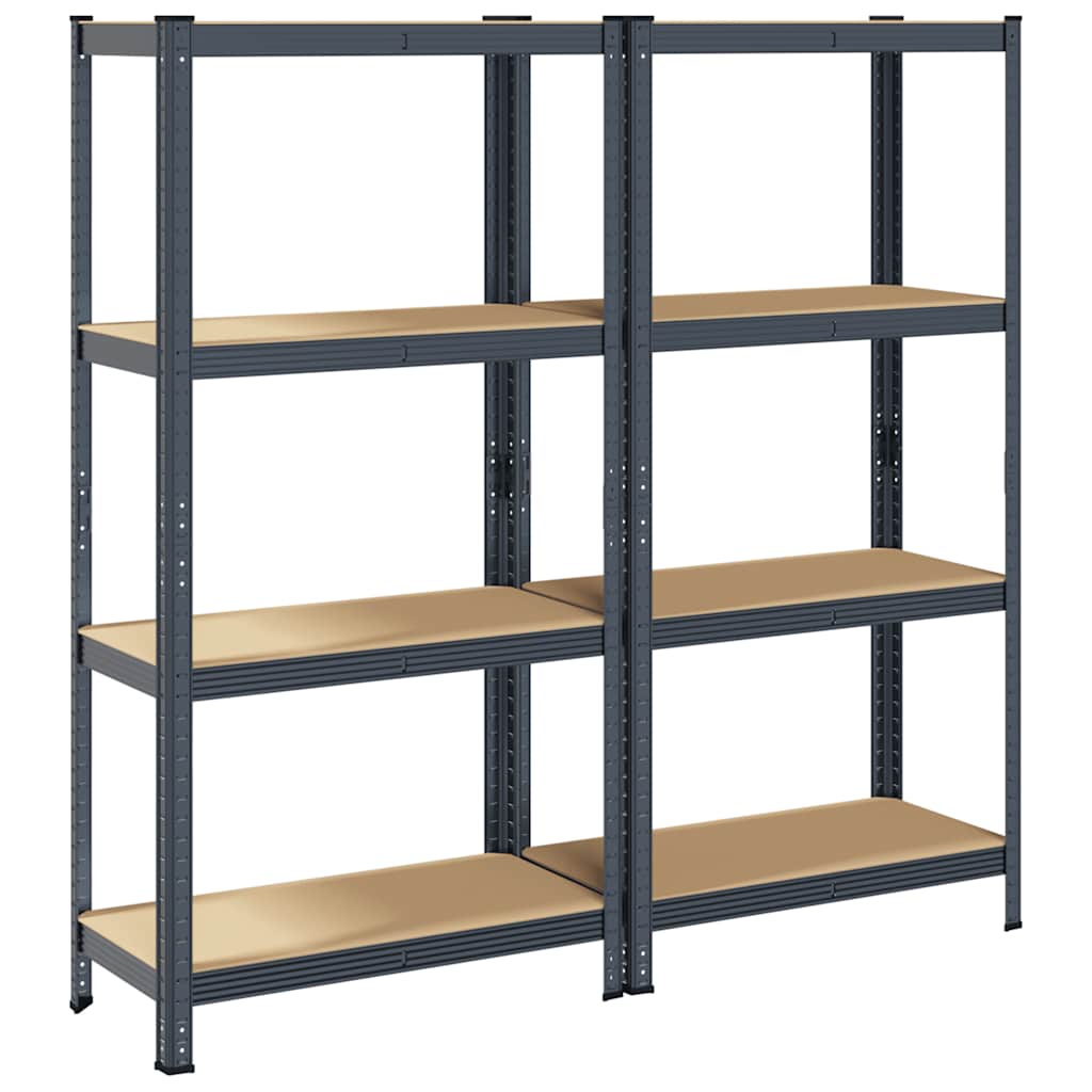 Vidaxl étagères de rangement 4 couches 2pcs acier et bois d'ingénierie couleur anthracite