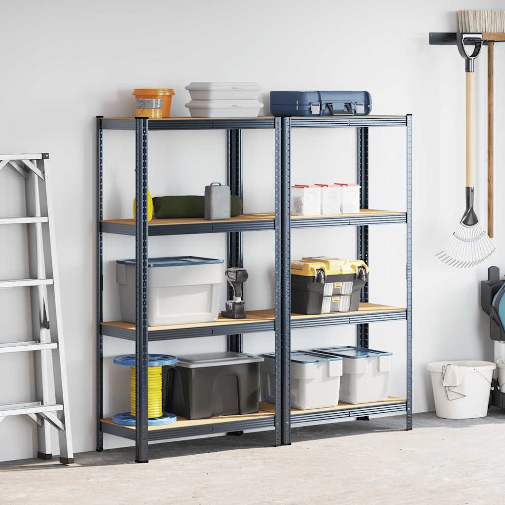 Vidaxl étagères de rangement 4 couches 2pcs acier et bois d'ingénierie couleur anthracite