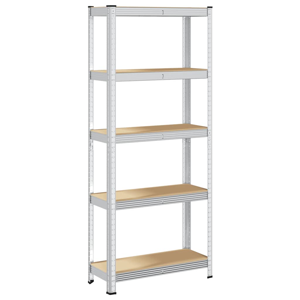 Vidaxl étagère de rangement 5 couches d'acier et bois traité, couleur argent