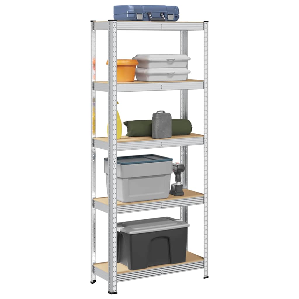 Vidaxl étagère de rangement 5 couches d'acier et bois traité, couleur argent