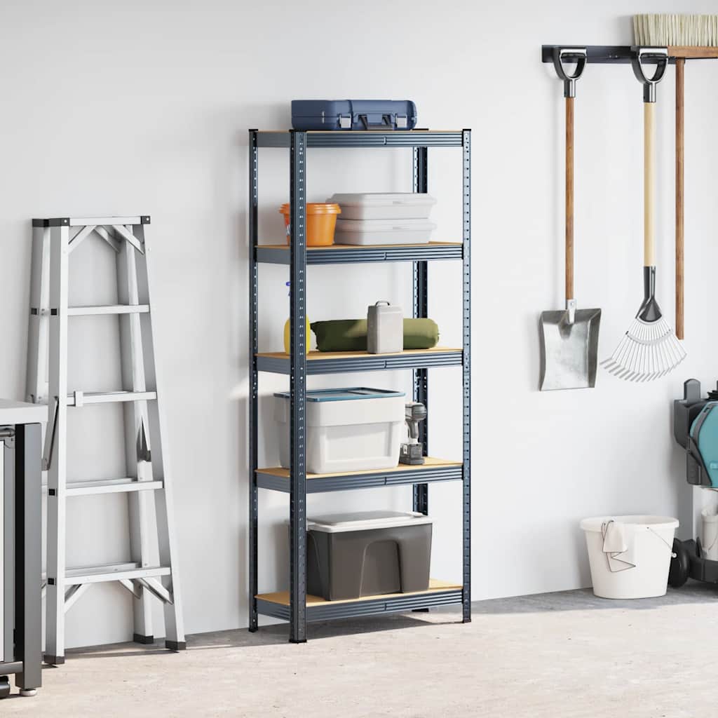 Vidaxl étagère de rangement acier 5 couches, bois traité, anthracite