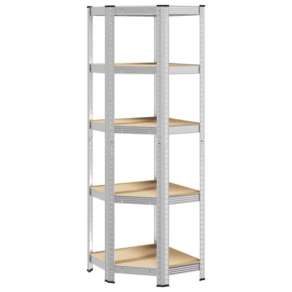 Vidaxx étagère d'angle 5 couches d'acier et bois traité, couleur argent