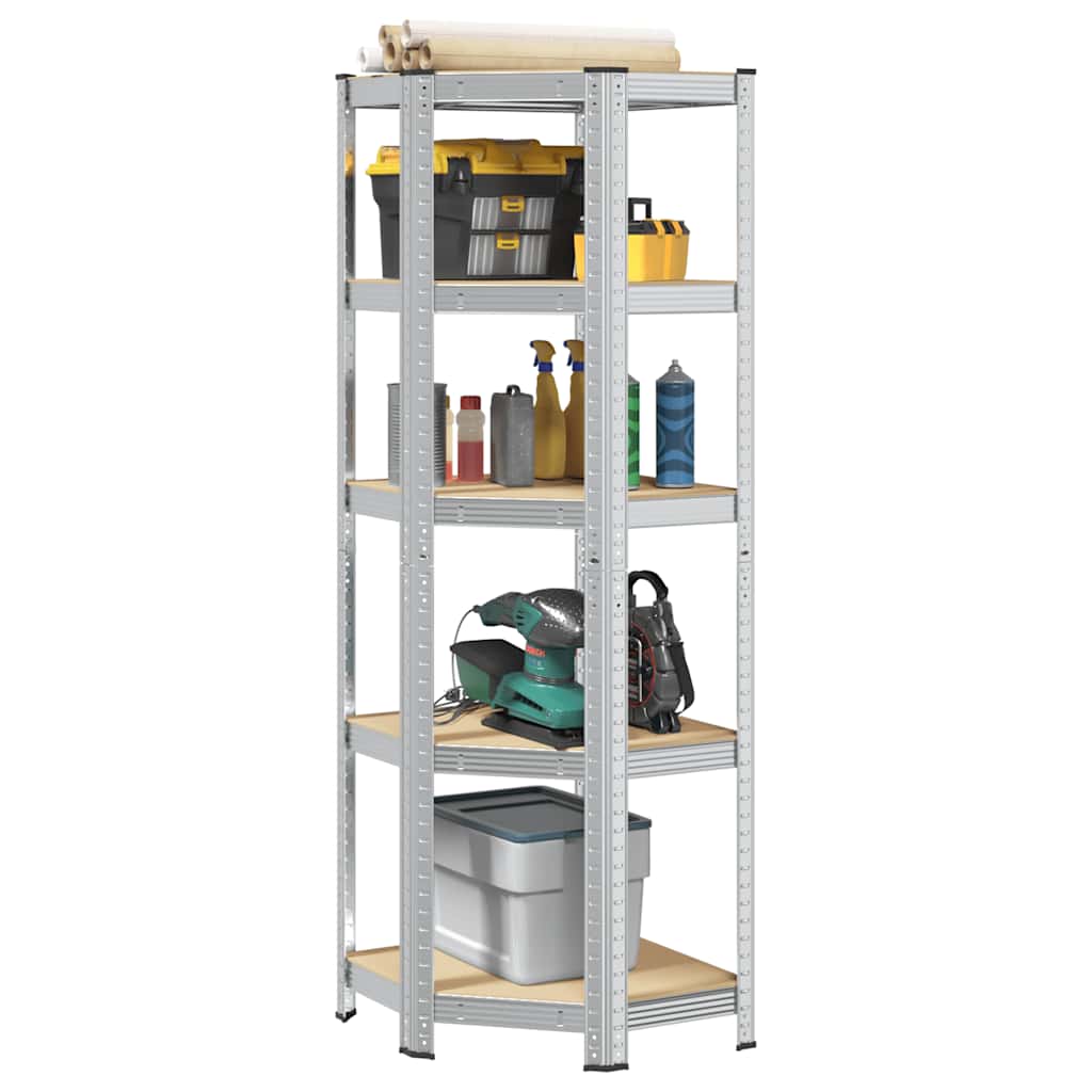 Vidaxx étagère d'angle 5 couches d'acier et bois traité, couleur argent
