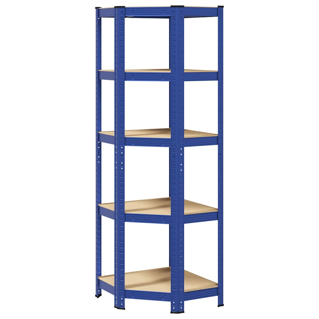 Vidaxx étagère d'angle 5 couches en acier et bois d'ingénierie bleu