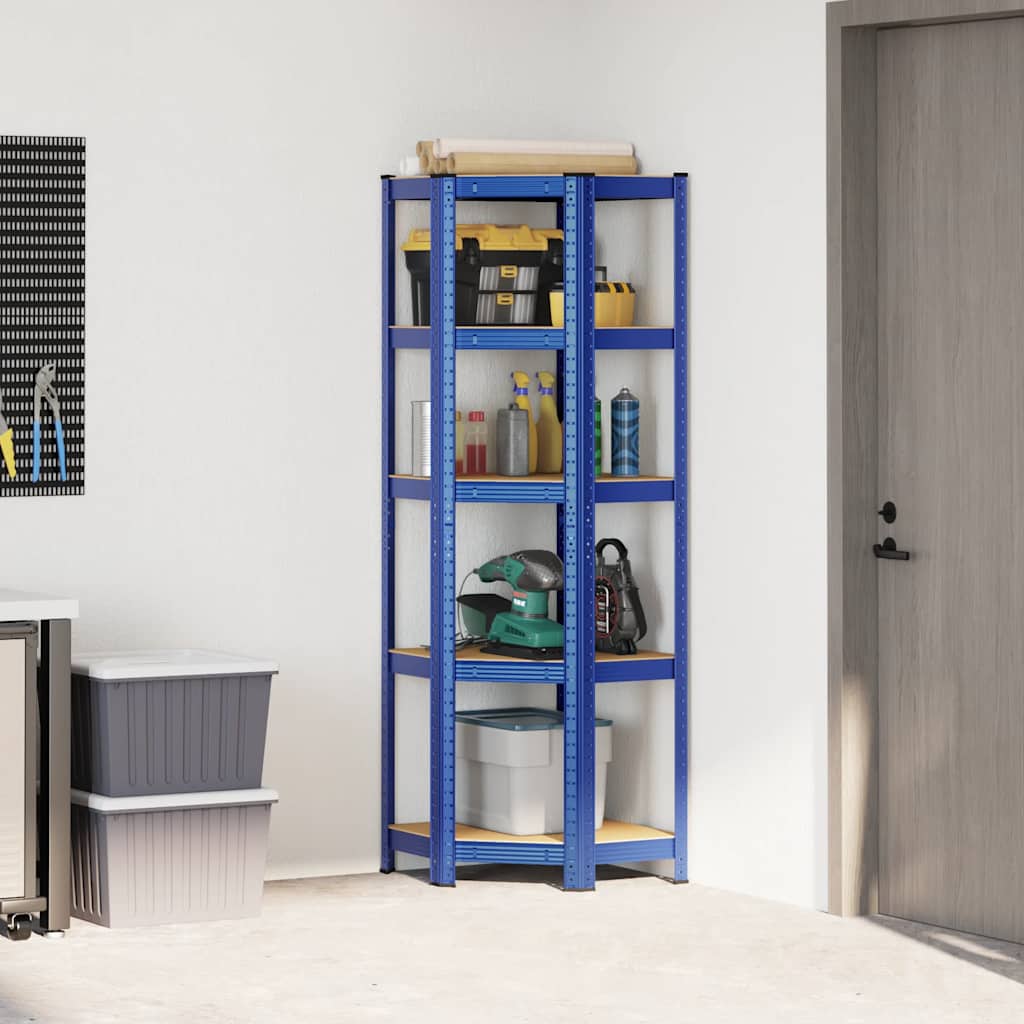 Vidaxx étagère d'angle 5 couches en acier et bois d'ingénierie bleu