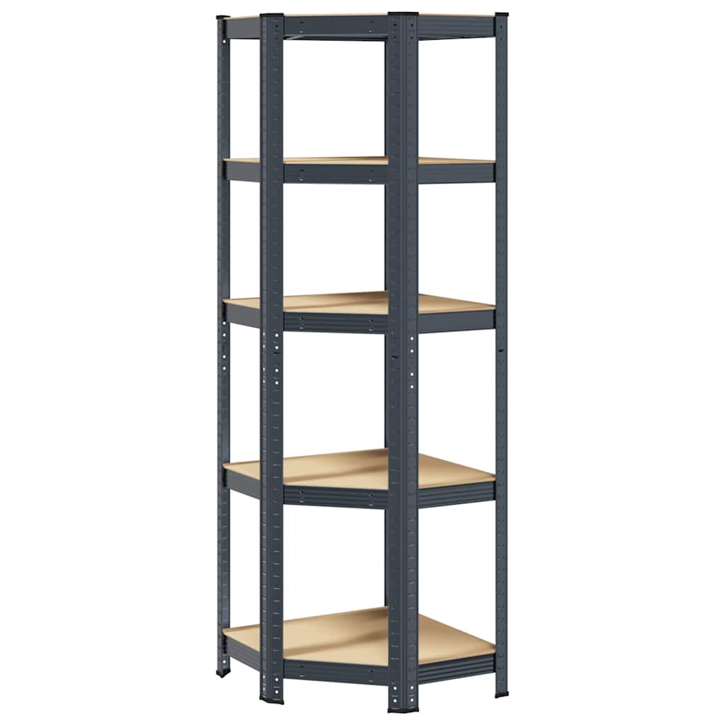 Vidaxl étagère d'angle 5 couches en acier et bois d'ingénierie, anthracite