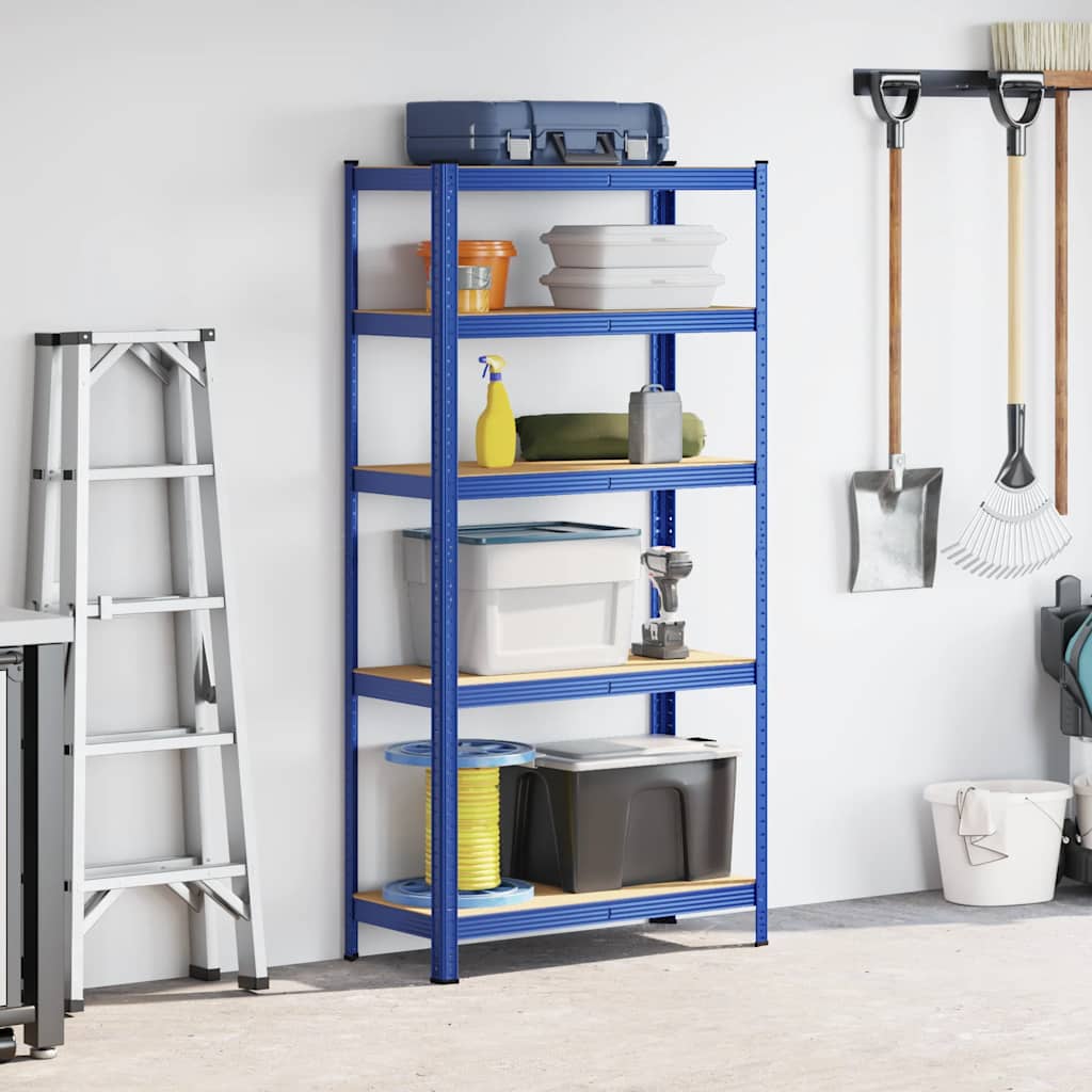 Vidaxl étagère de rangement 5 couches en acier traité bois bleu