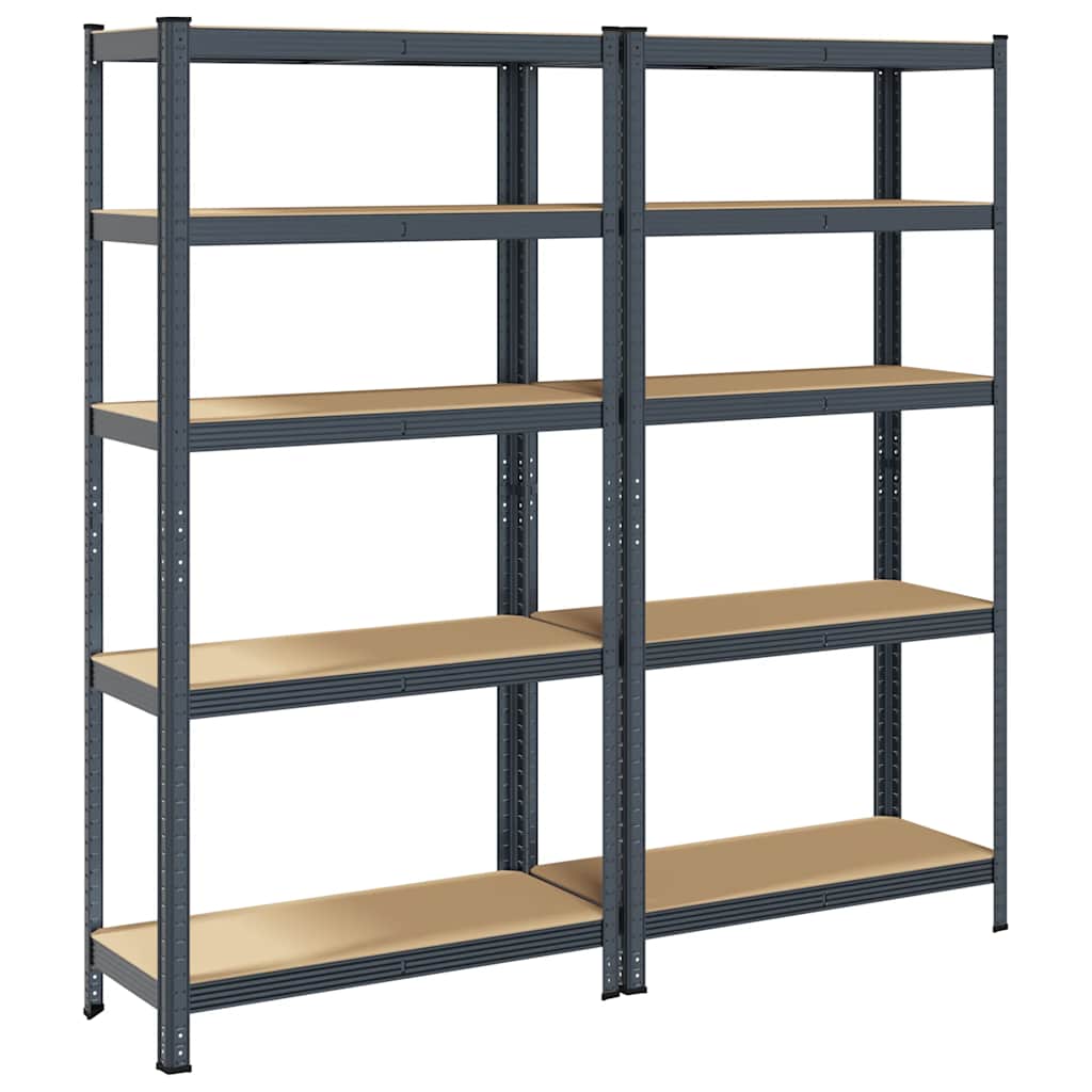 Vidaxl étagère de rangement 5 couches 2 pièces bois travaillé en acier couleur anthracite