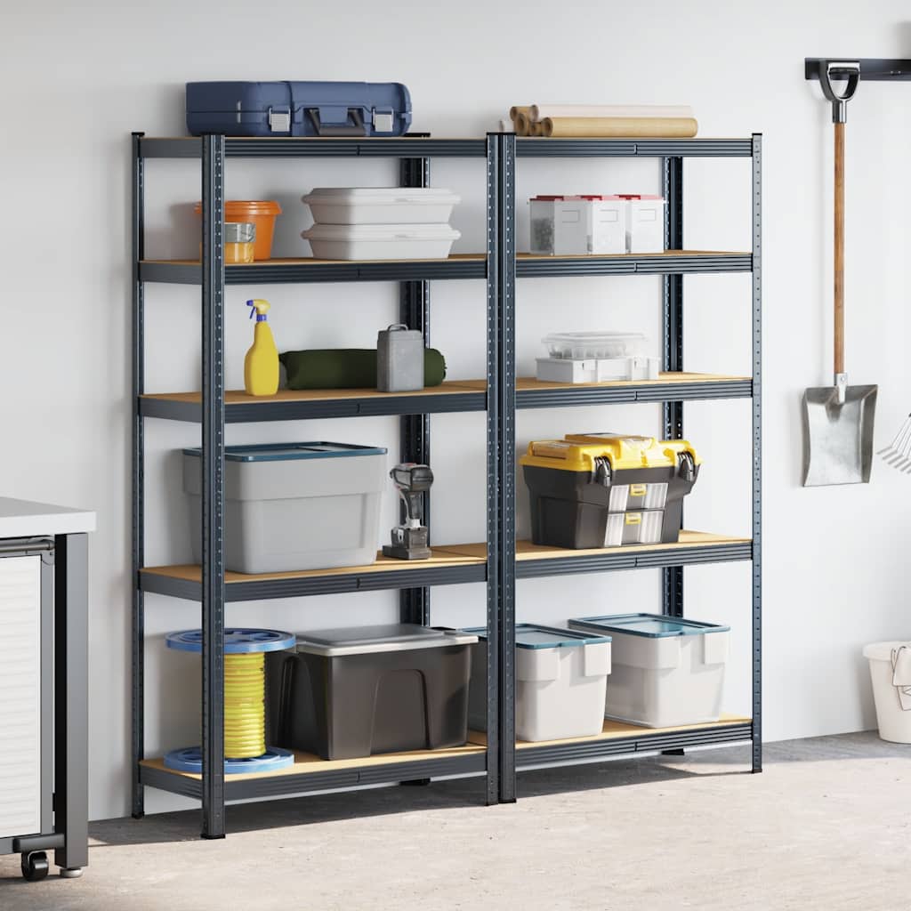 Vidaxl étagère de rangement 5 couches 2 pièces bois travaillé en acier couleur anthracite