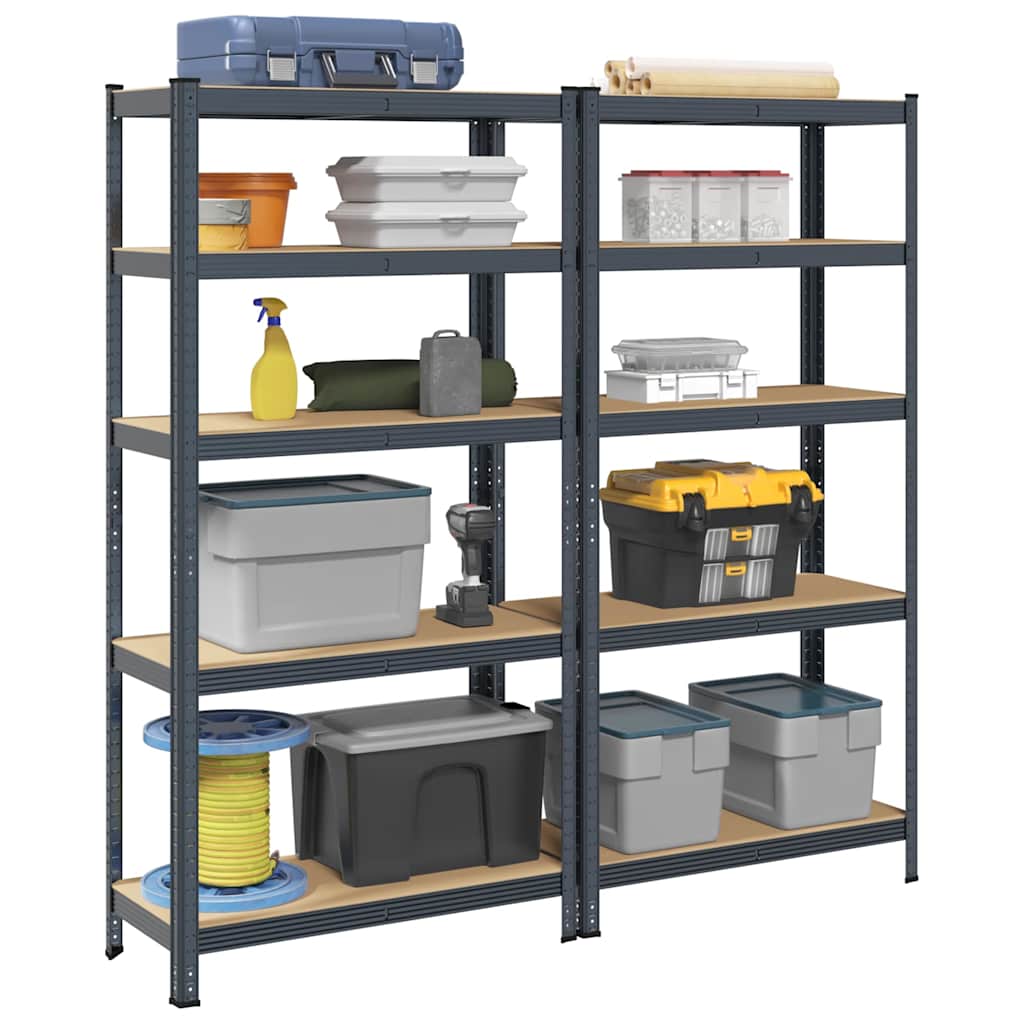Vidaxl étagère de rangement 5 couches 2 pièces bois travaillé en acier couleur anthracite