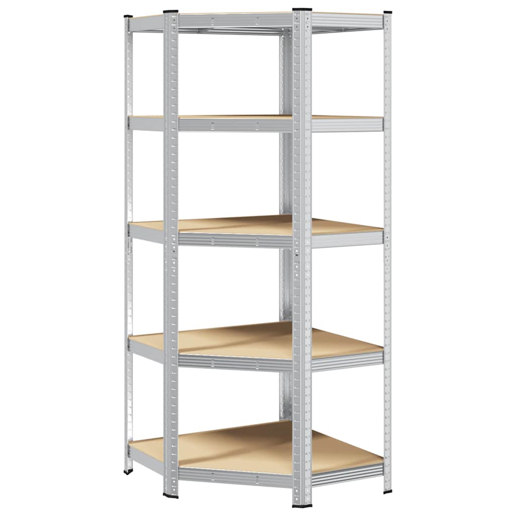 Vidaxx étagère d'angle 5 couches d'acier et bois traité, couleur argent