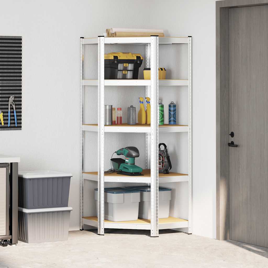Vidaxx étagère d'angle 5 couches d'acier et bois traité, couleur argent