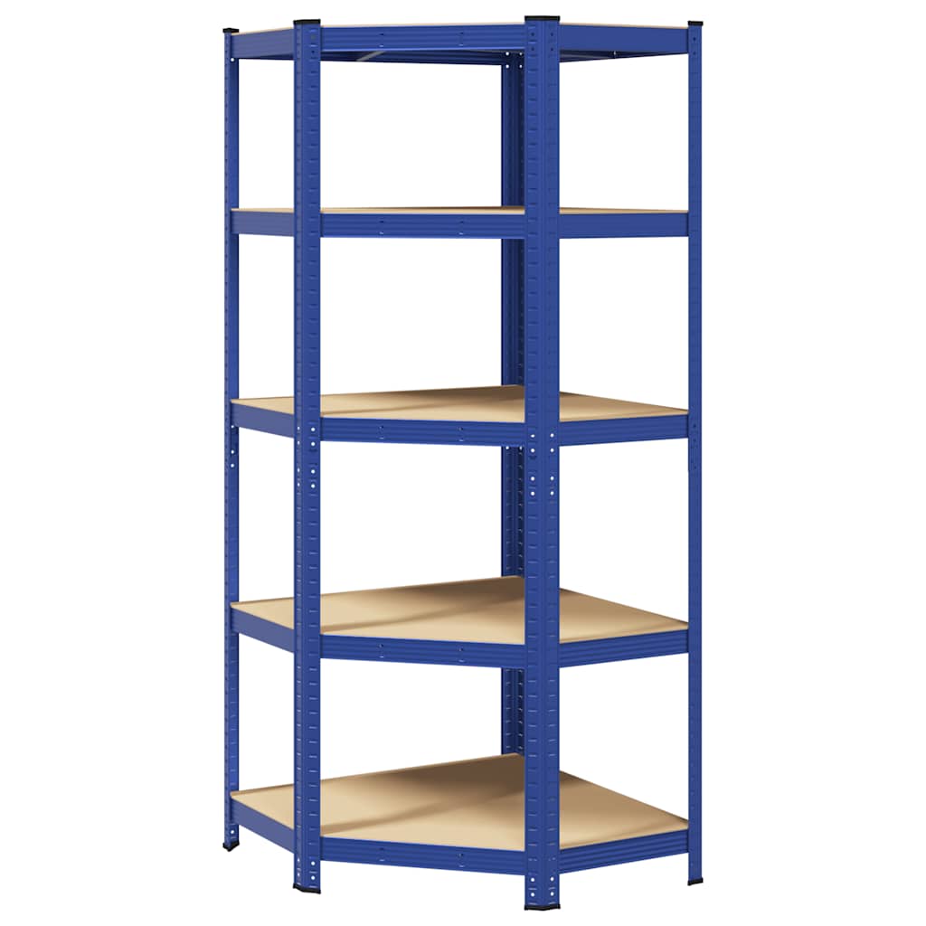 Vidaxx étagère d'angle 5 couches en acier et bois d'ingénierie bleu