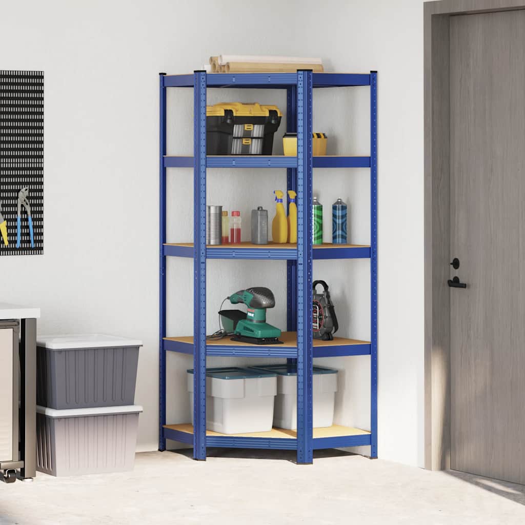 Vidaxx étagère d'angle 5 couches en acier et bois d'ingénierie bleu