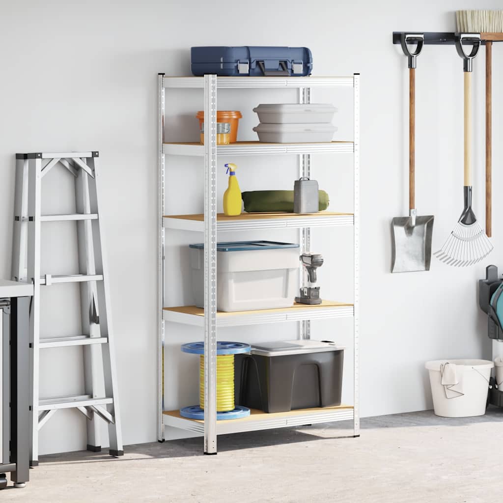 Vidaxl étagère de rangement 5 couches en acier et bois traité gris