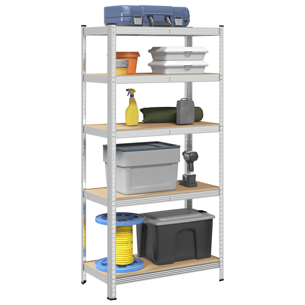 Vidaxl étagère de rangement 5 couches en acier et bois traité gris