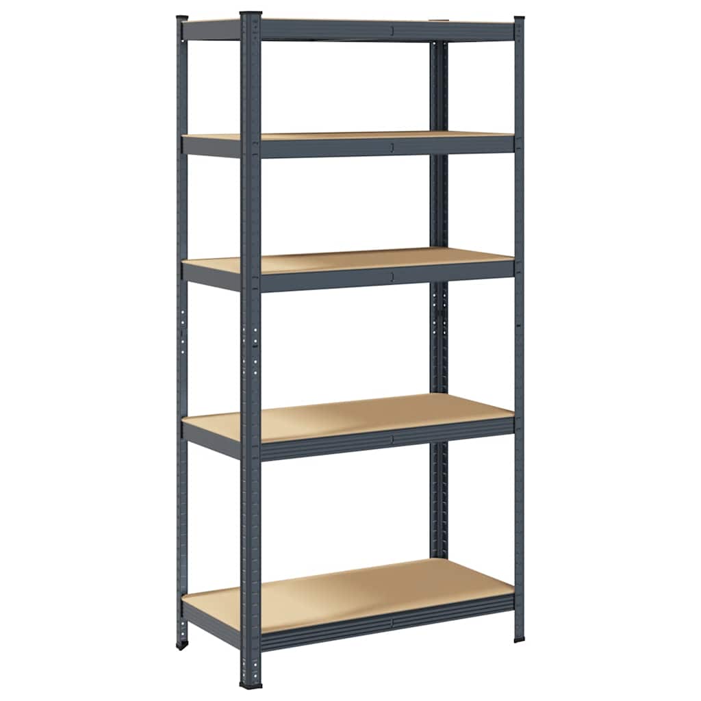 Vidaxl étagère de rangement 5 couches en acier et bois d'ingénierie, anthracite
