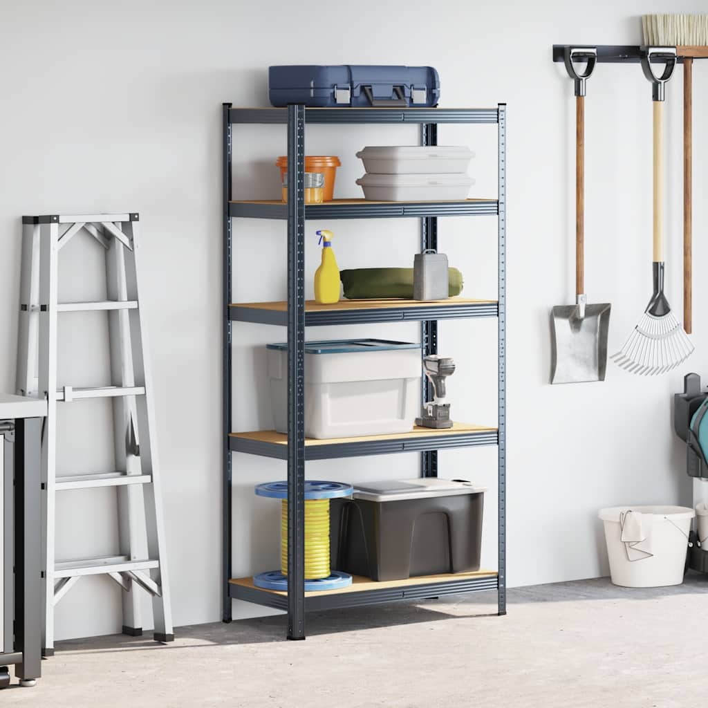 Vidaxl étagère de rangement 5 couches en acier et bois d'ingénierie, anthracite