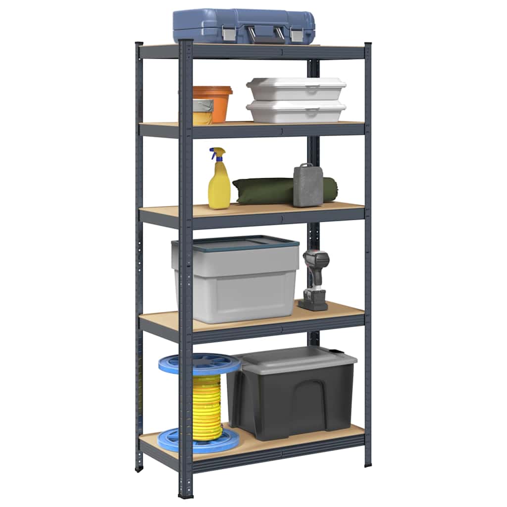Vidaxl étagère de rangement 5 couches en acier et bois d'ingénierie, anthracite